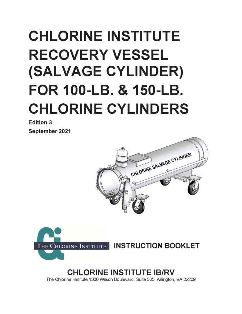 Chlorine Institute Recovery Vessel Instruction Booklet Indian Springs