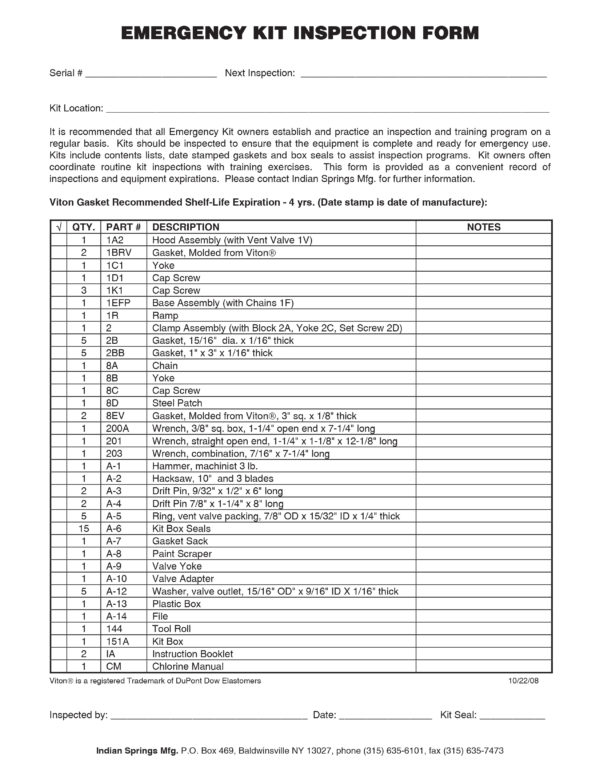 Kit-A Inspection Sheet Pre-2013