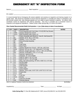 Emergency Kit A Inspection Form