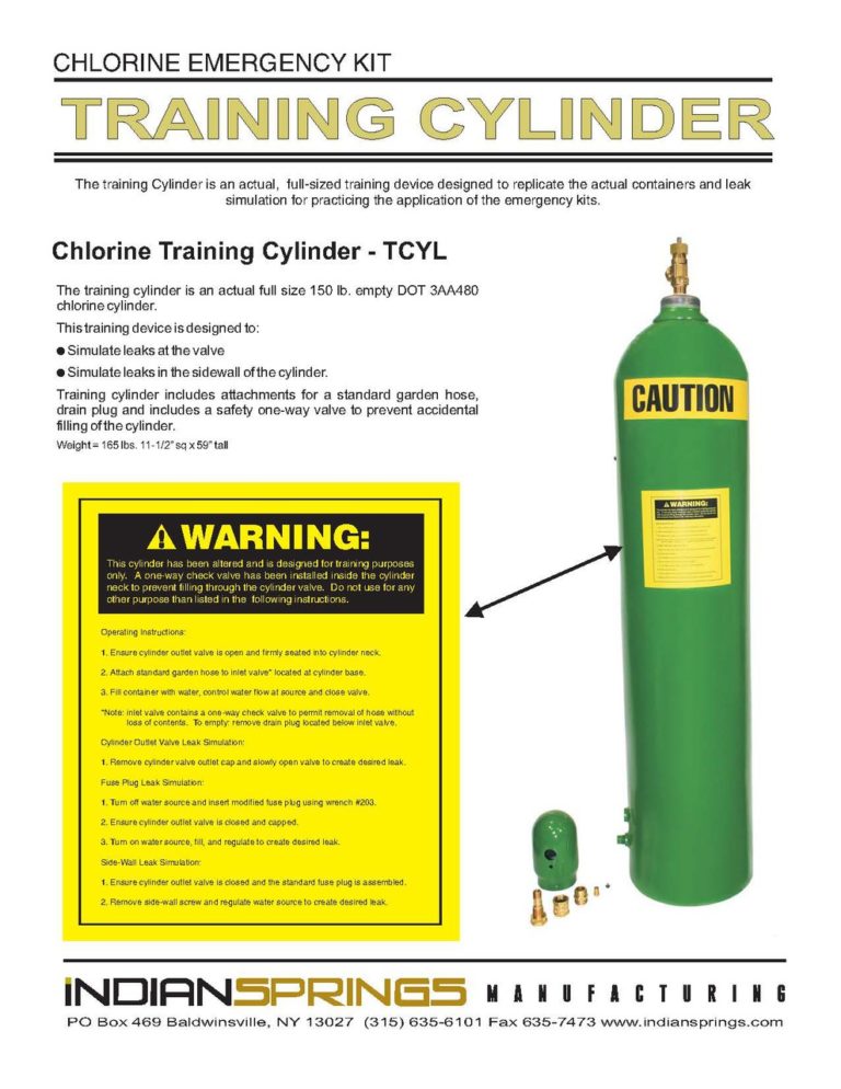 Chlorine Training Cylinder Instructions Indian Springs