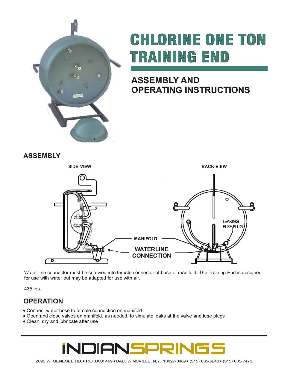 Chlorine One Ton Training End with Wheels Indian Springs