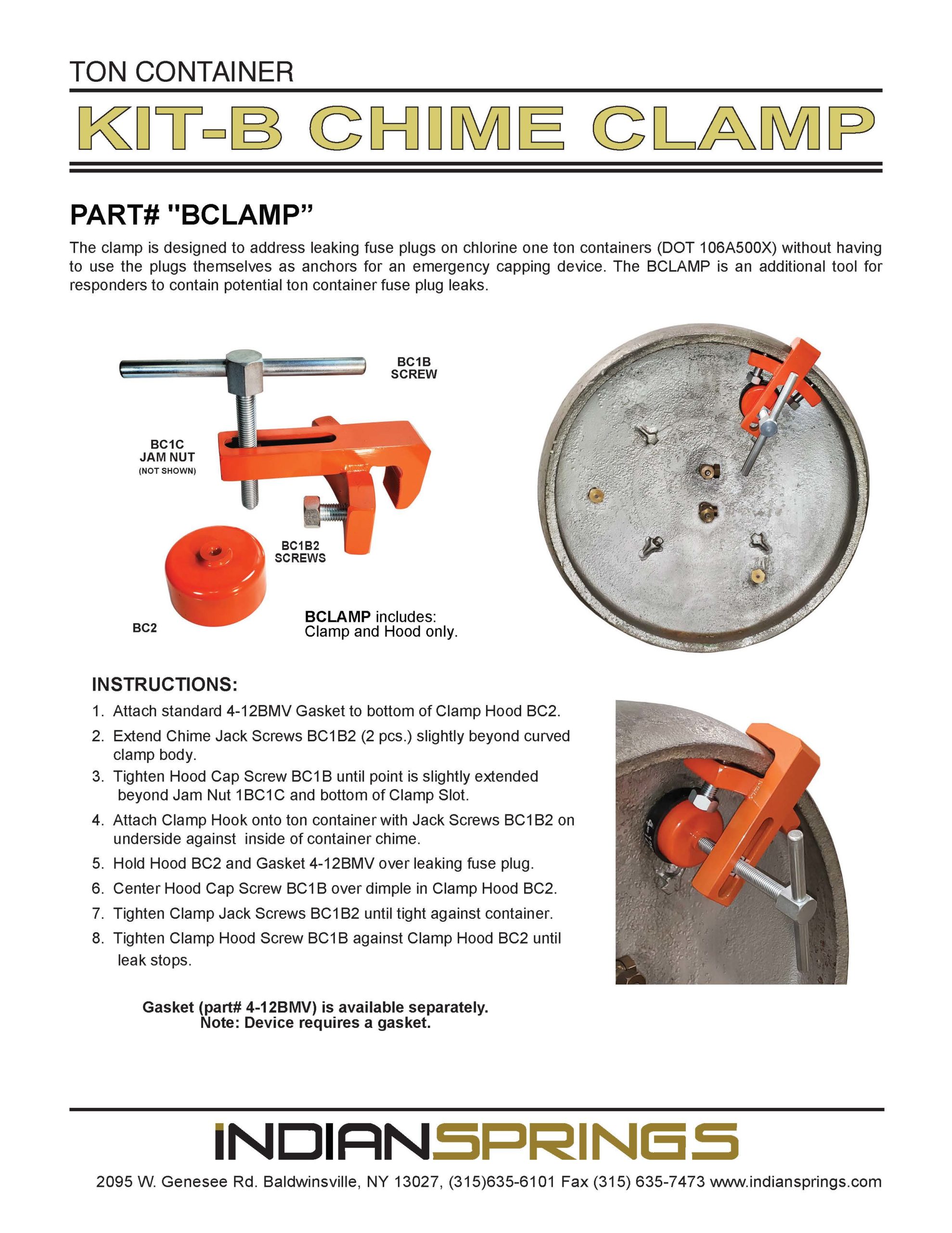 Emergency Kit B Chime Clamp Instructions Indian Springs Indian Springs