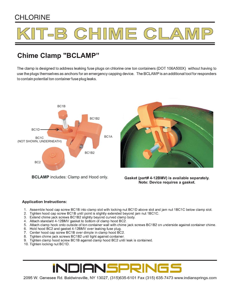 Emergency Kit B Chime Clamp Instructions Indian Springs
