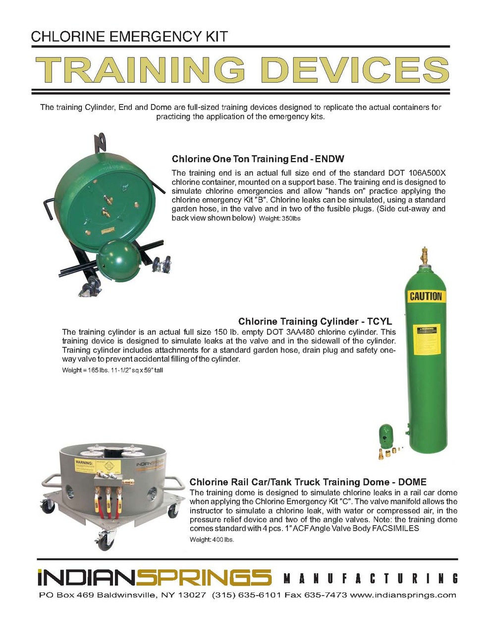 Emergency Kit Training Devices Literature Indian Springs